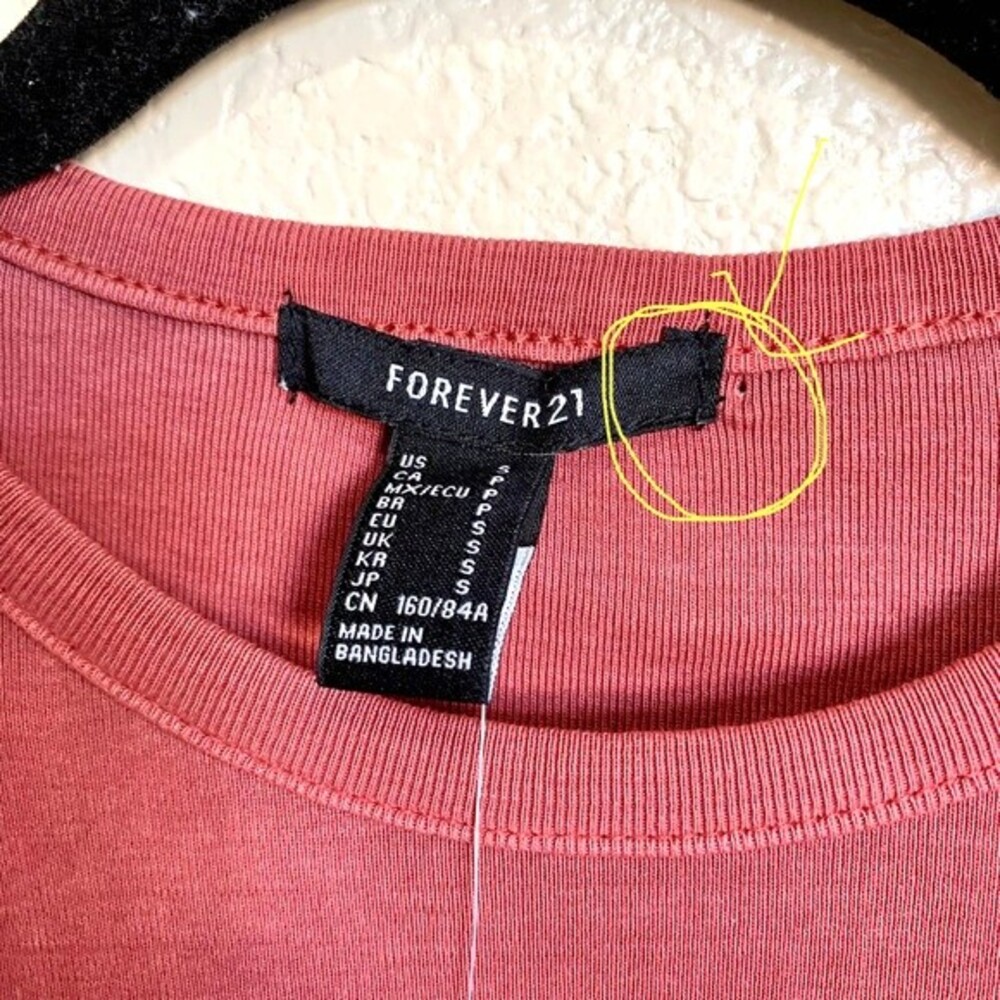 FOREVER21 Brick red top long sleeve Contrast-Seam crop top size S - Picture 3 of 9